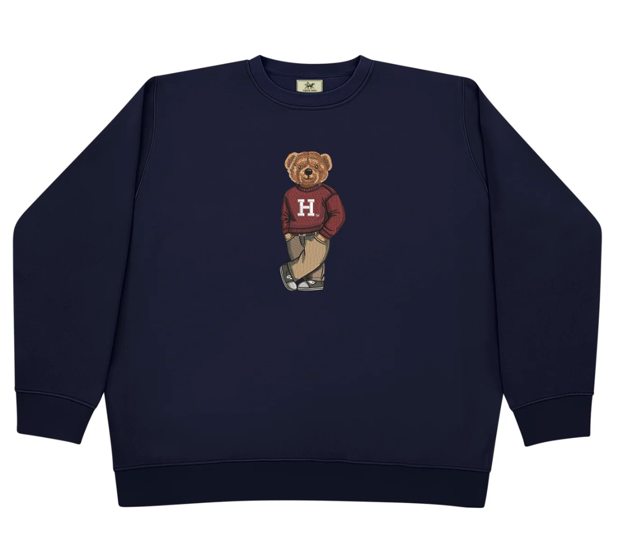 Crew Dog Embroidered Bear Crewneck