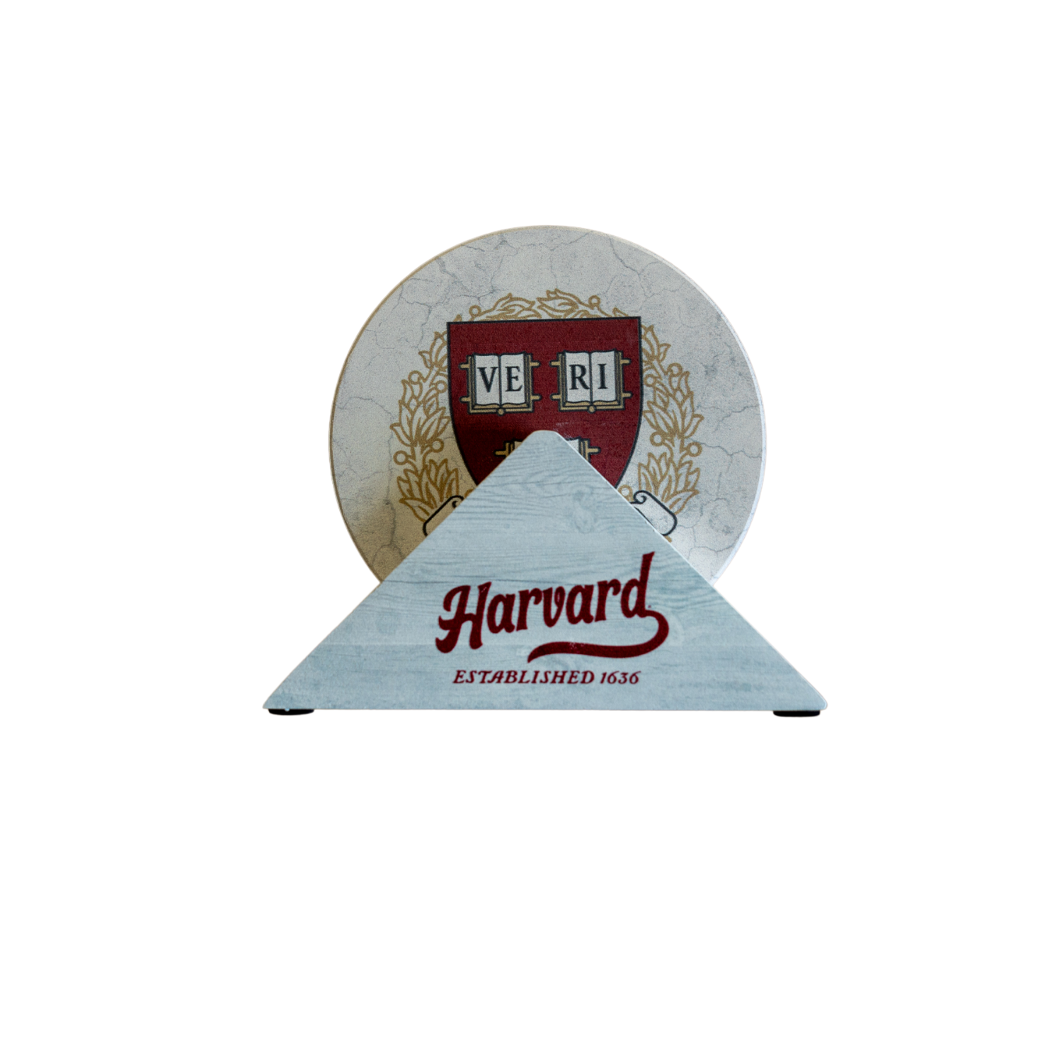 Harvard Circle Coaster 4-Pack with Holder