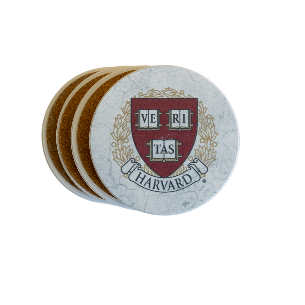 Harvard Circle Coaster 4-Pack with Holder