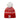 The Red Harvard Beanie with a red brim and a white H on it, red and white patterning, and a white pom pom.