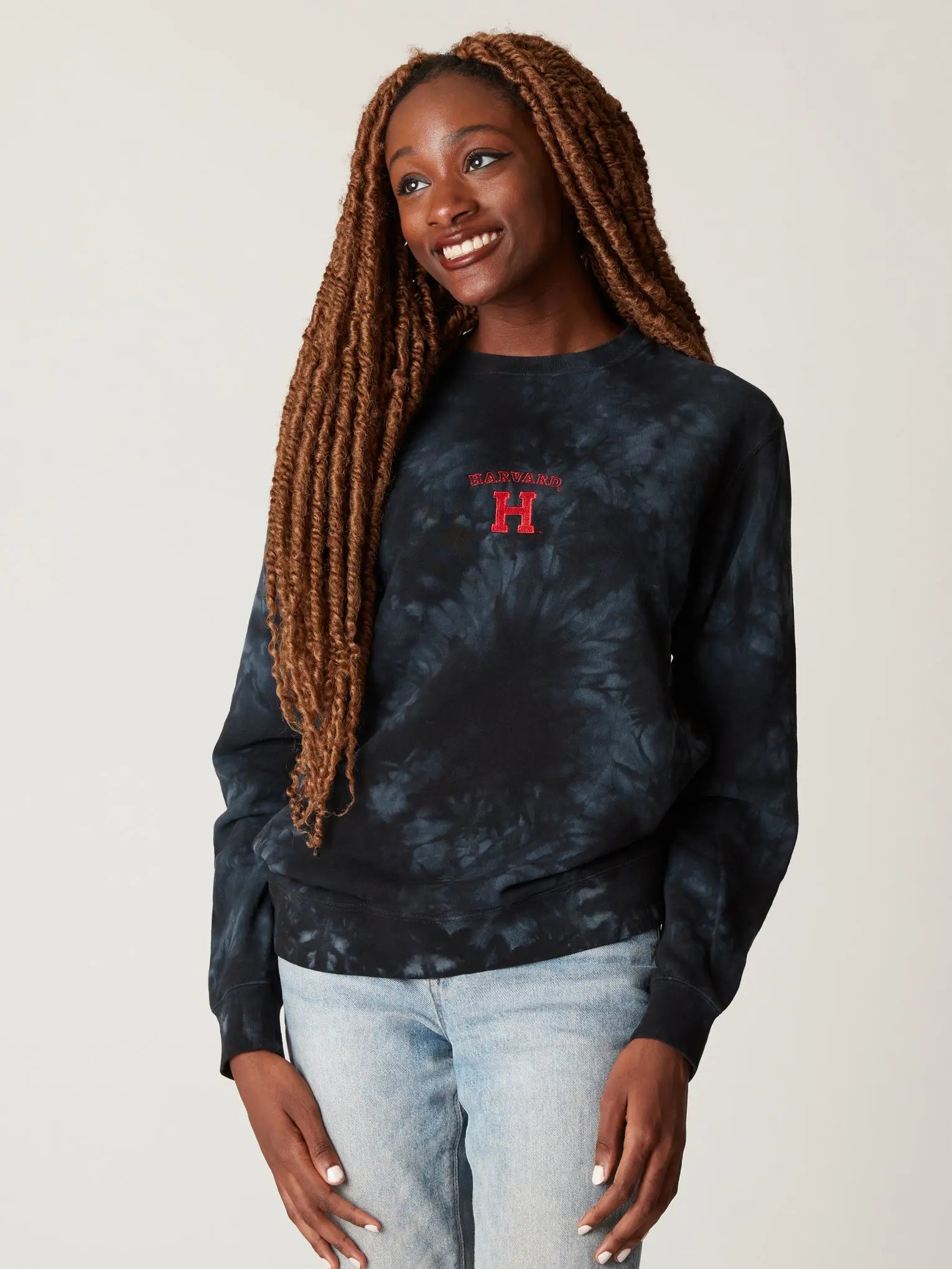Embroidered Tie Dye Crewneck - The Harvard Shop