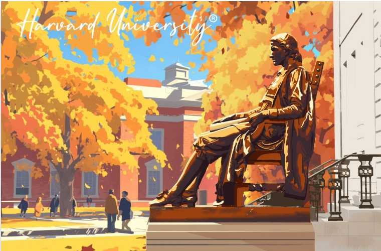 John Harvard Statue Postcard