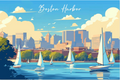 Boston Harbor Postcard