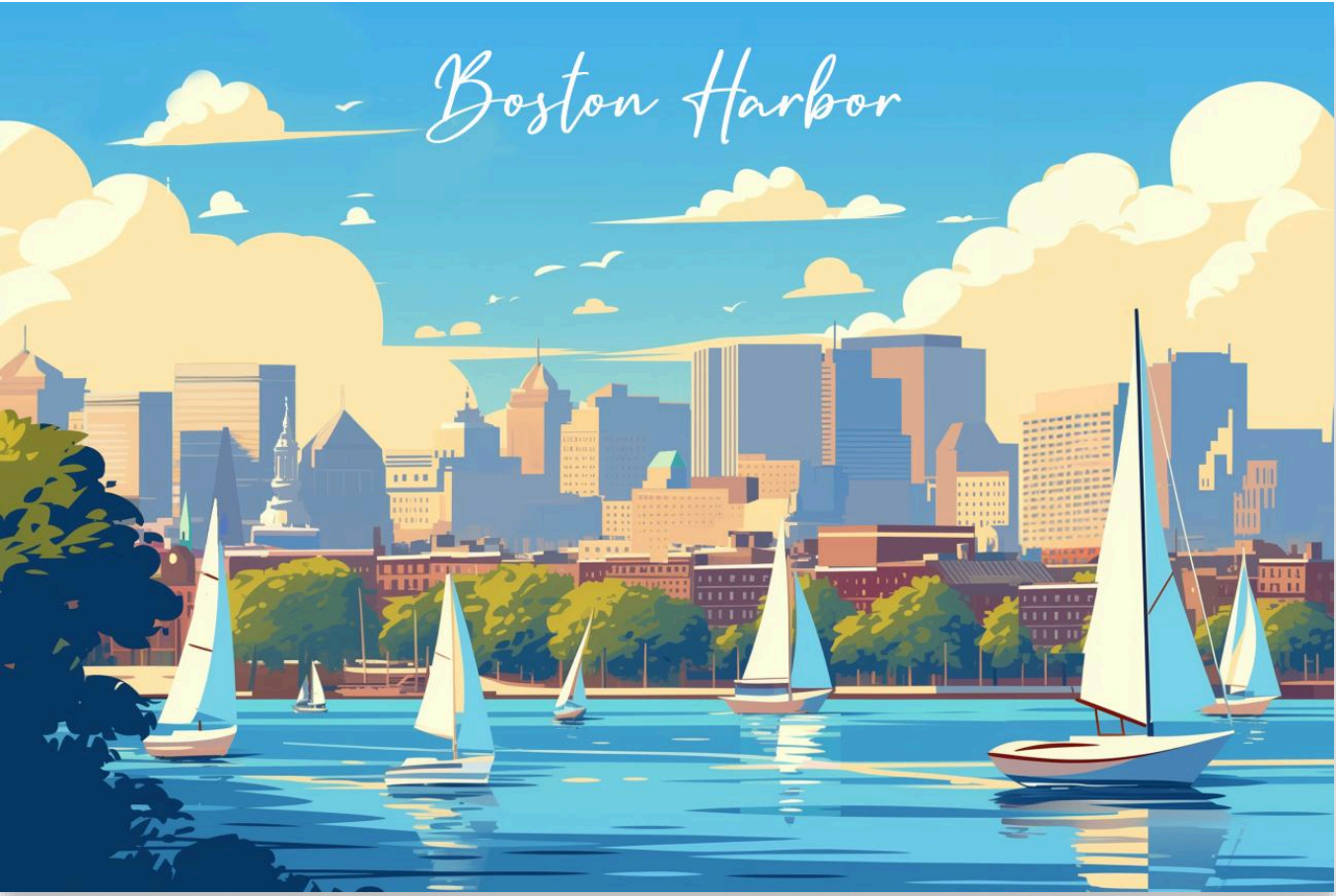 Boston Harbor Postcard