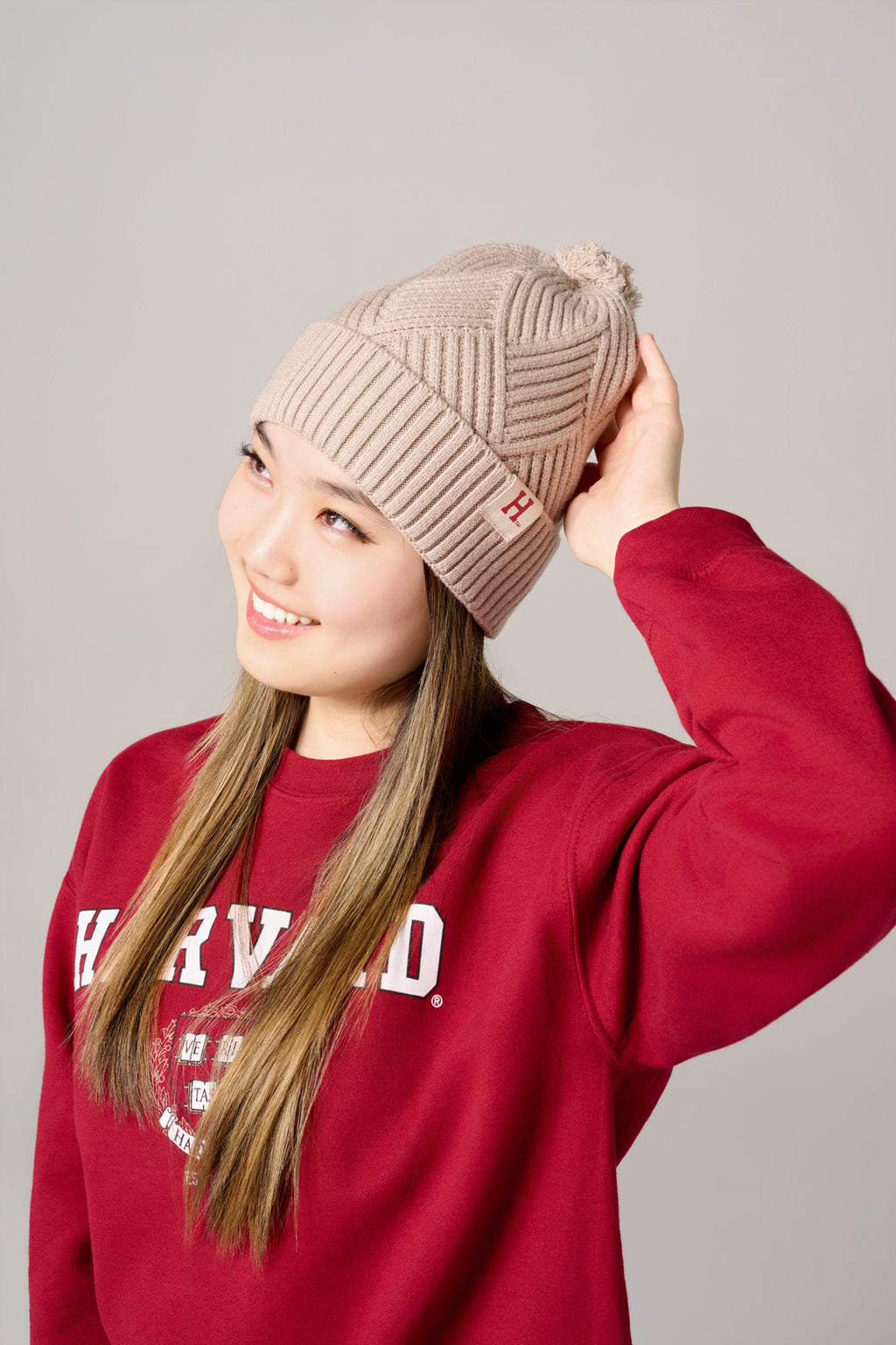 Harvard Pom Beanie