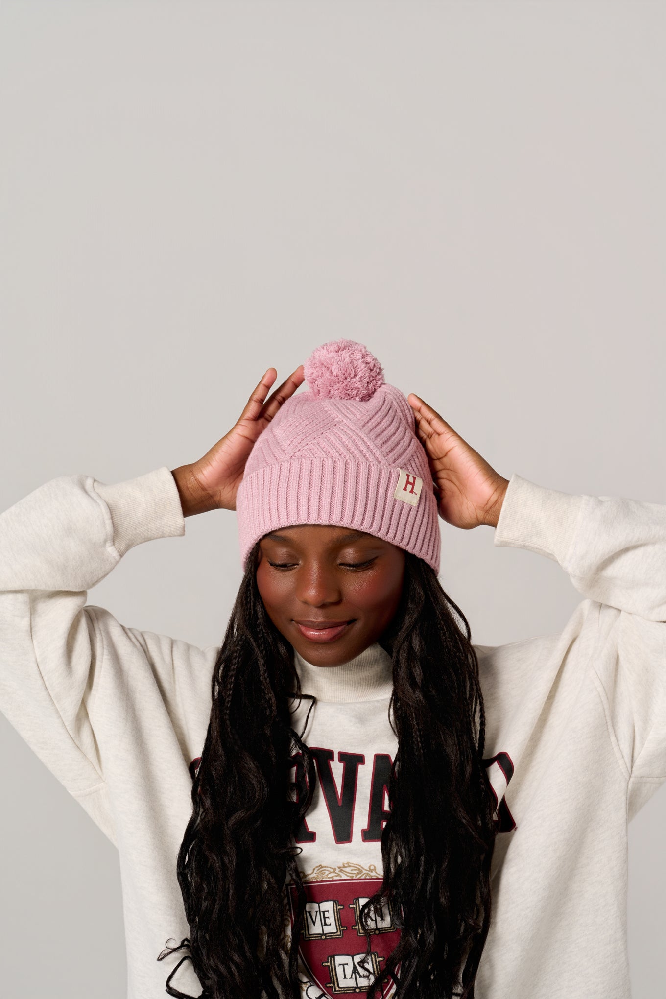 Harvard Pom Beanie